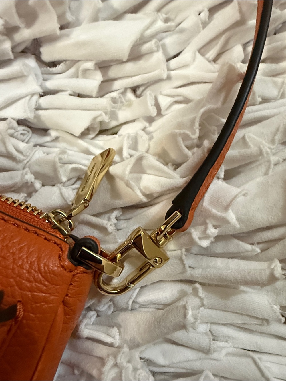 Michael Kors Orange Leather Double-Pocket Shoulder Bag, + Logo MJ Wallet🔥🔥🔥🔥 - Picture 5 of 8